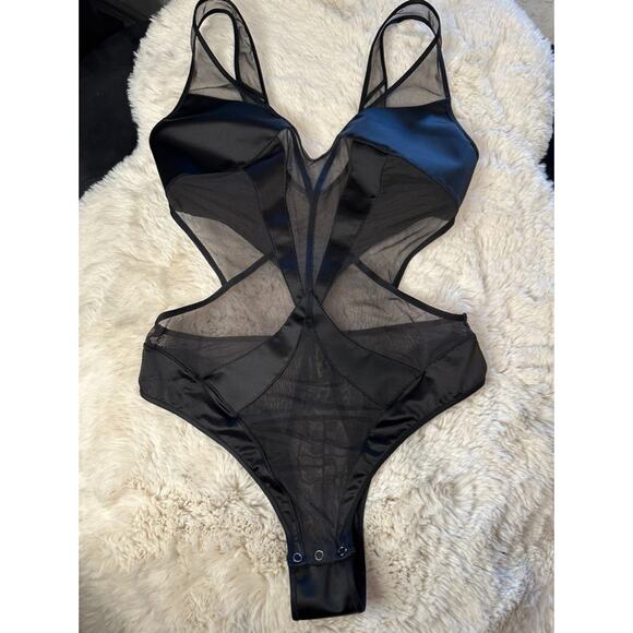 RARE🔥 Honey Birdette VESNA🖤 Black Mesh Panel Bodysuit Medium - Picture 2 of 6